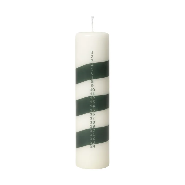 Linea kalenterikynttilä - Off White-Dark Green - Broste Copenhagen