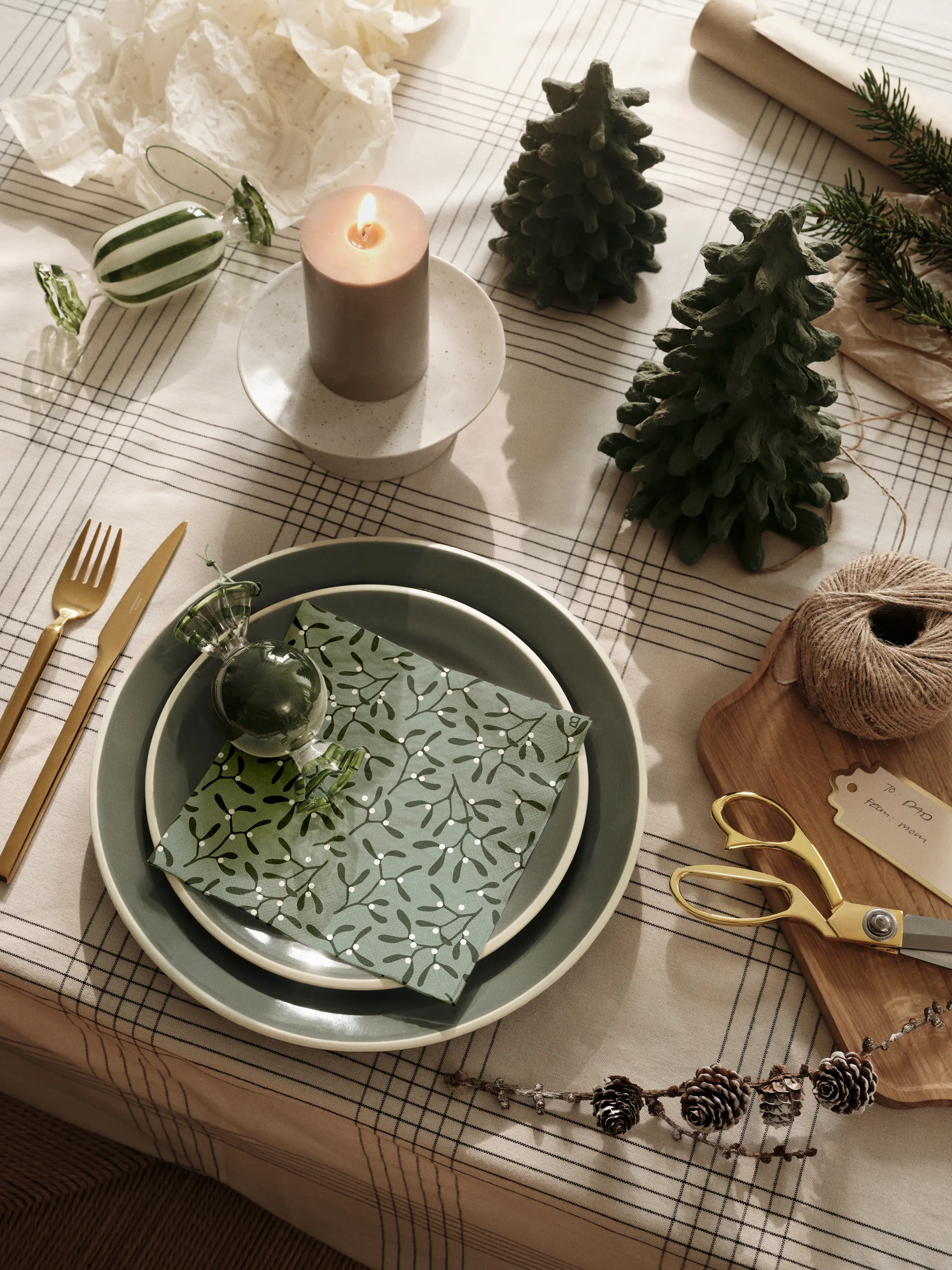 Mistletoe paperinen servietti 33x33 cm 20-pack, Valkoinen Broste Copenhagen