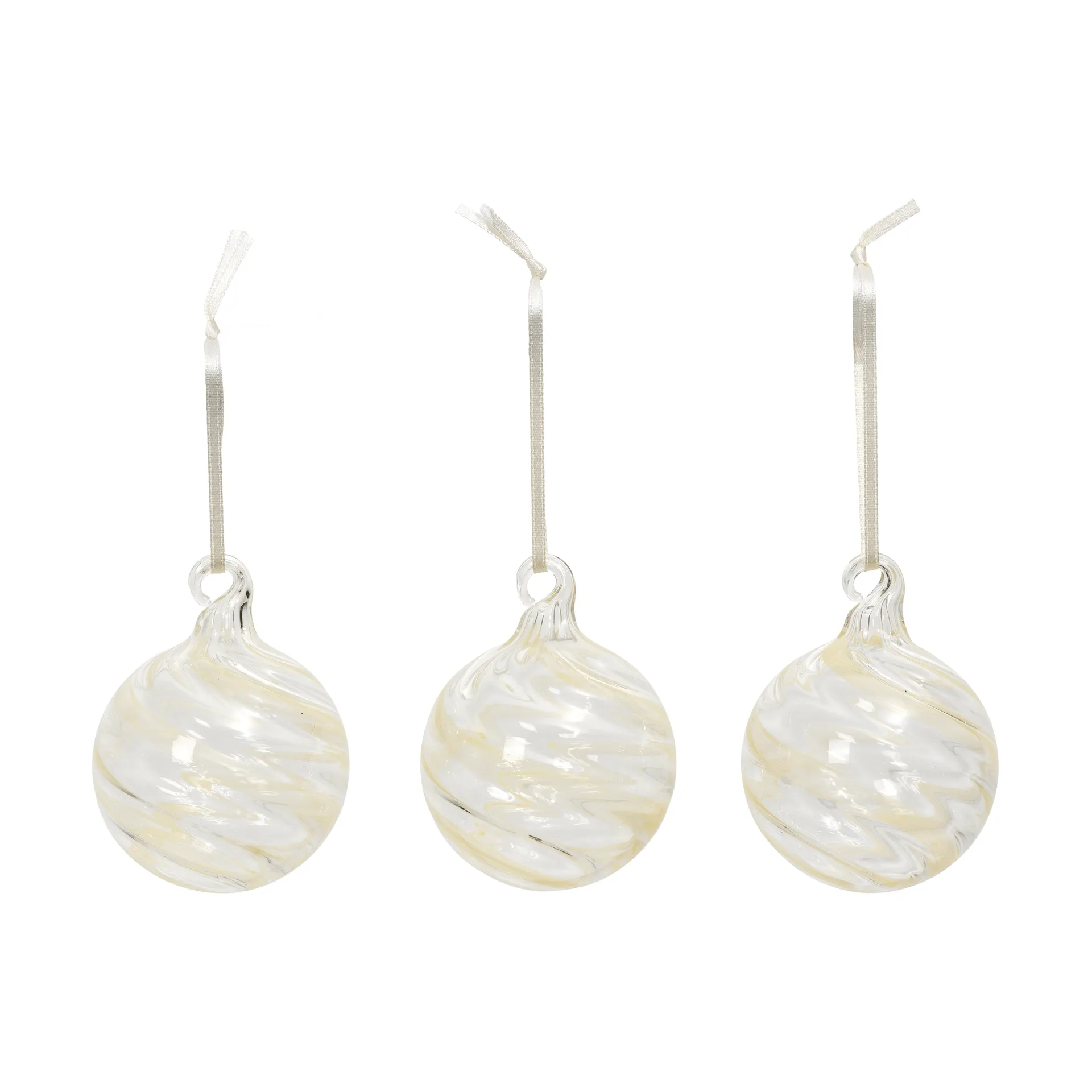 Broste Copenhagen Swirl joulukuusenpallo Off White-Clear