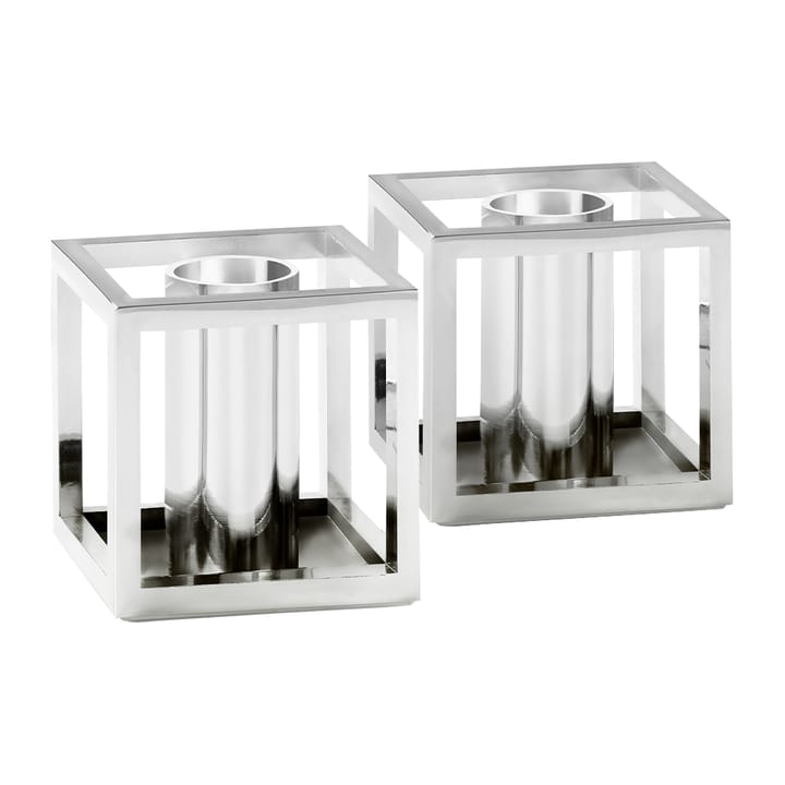 Kubus Micro kynttilänjalka  2-pakkaus - Nikkeli - By Lassen