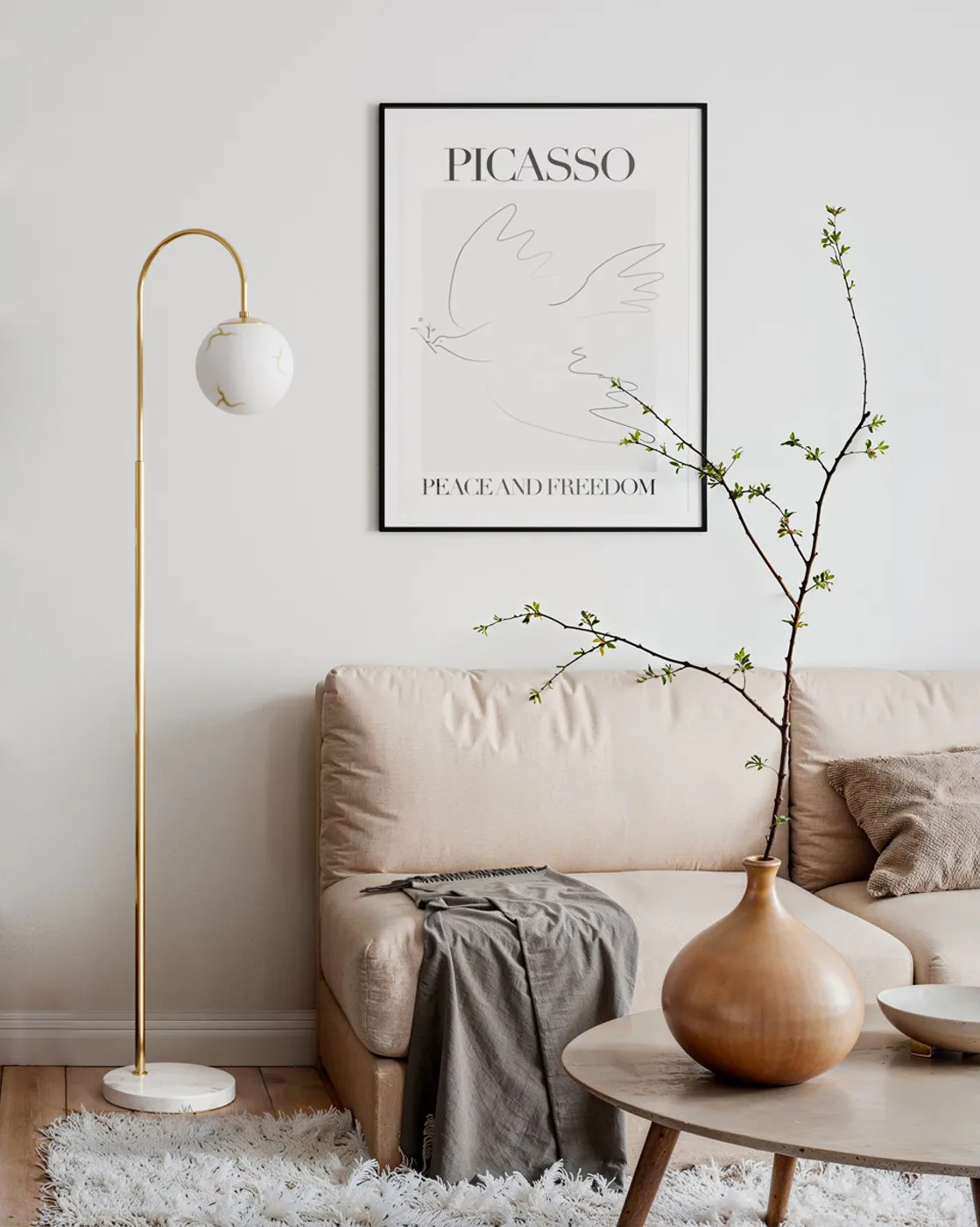 Bellagio lattiavalaisin 163 cm, Messinki-valkoinen By Rydéns