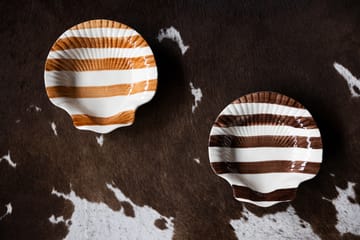 Armona stripe lautanen 23,5x23,5 cm - Vaaleanruskea-valkoinen - Byon