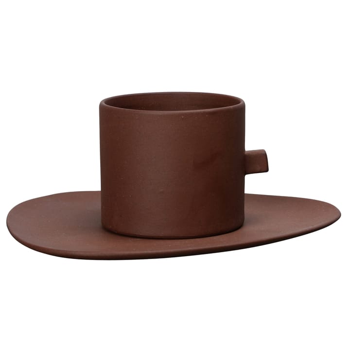 Clay kahvikuppi lautasella - Ruskea - Byon