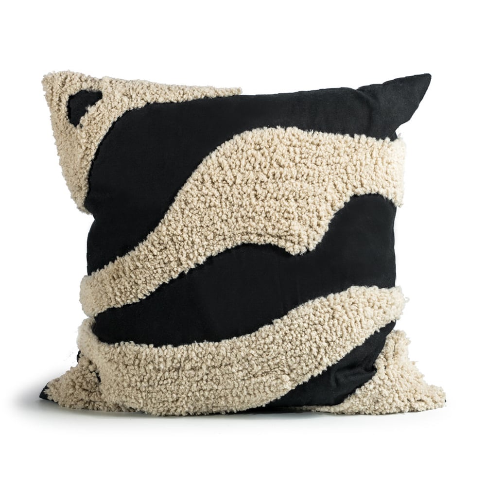 Byon Fluffy tyyny 50 x 50 cm Black-beige | Skandinaavinen Sisustus | Tyynyt | Musta