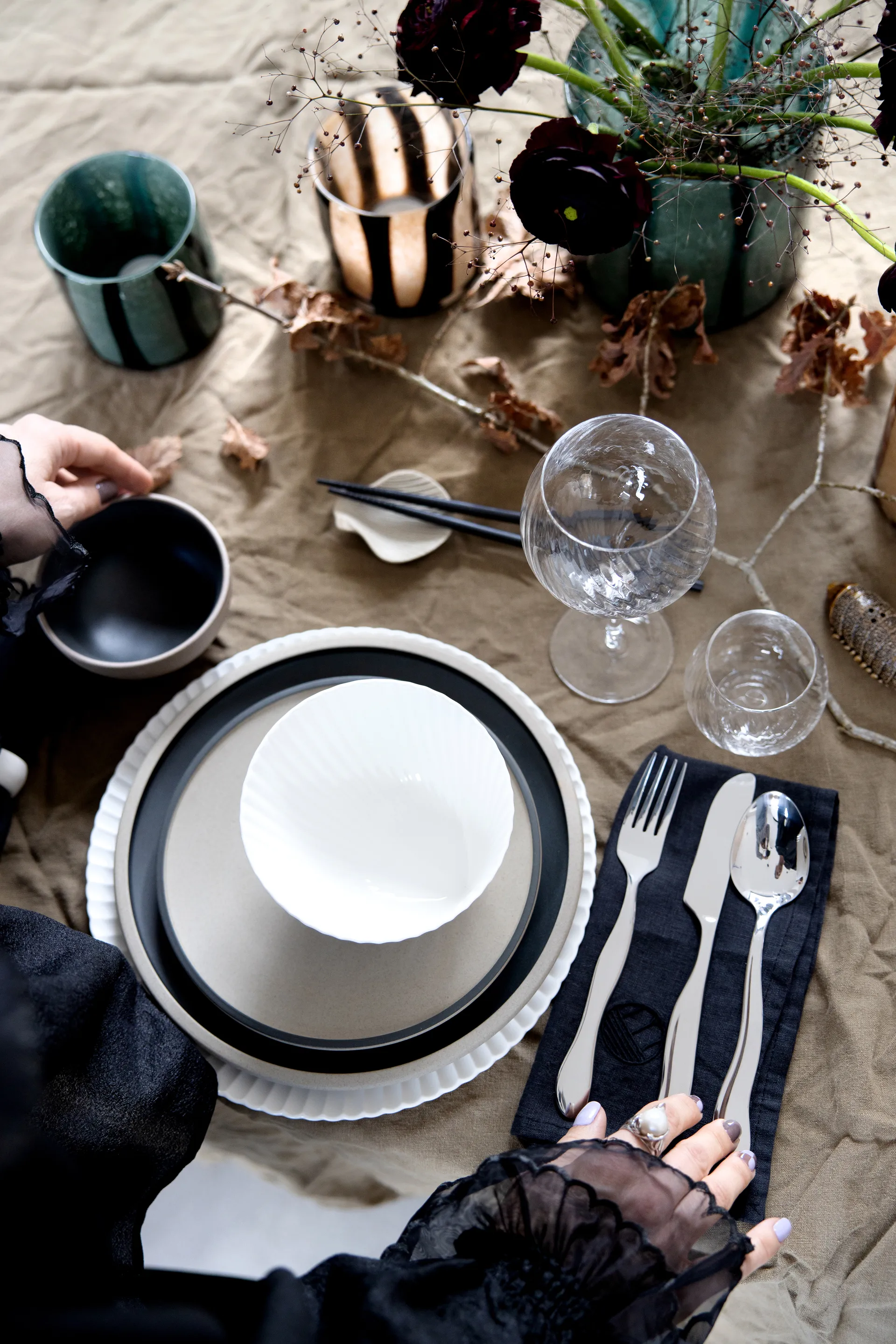 Fumiko syömäpuikkoteline 4-pack, Beige Byon