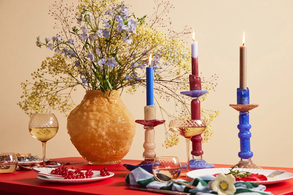 Lara kynttilänjalka M 26 cm, Sininen Byon