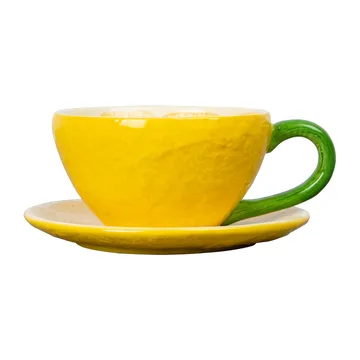 Lemon kuppi aluslautasella 25 cl - Yellow - Byon