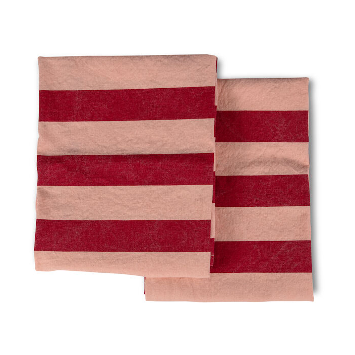Byon Leya stripe -keittiöpyyhe 50 x 70 cm 2-pakkaus Punainen-vaaleanpunainen