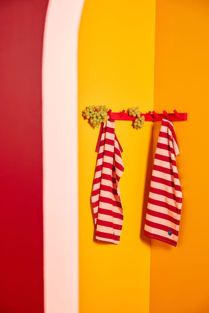 Leya stripe -keittiöpyyhe 50 x 70 cm 2-pakkaus - Punainen-vaaleanpunainen  - Byon