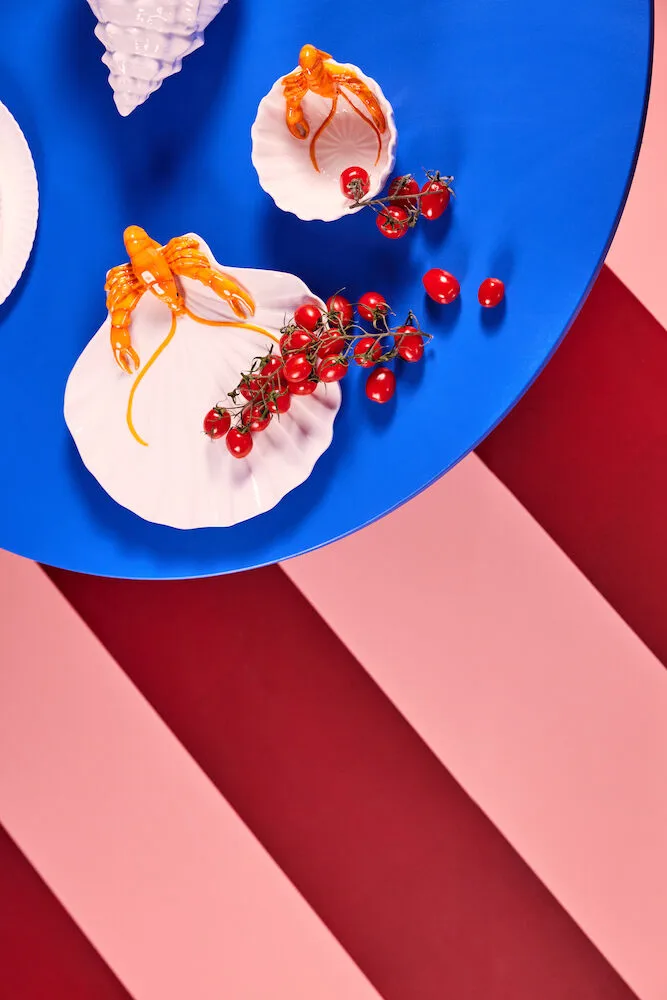 Lobsti tarjoilulautanen, Valkoinen-oranssi Byon