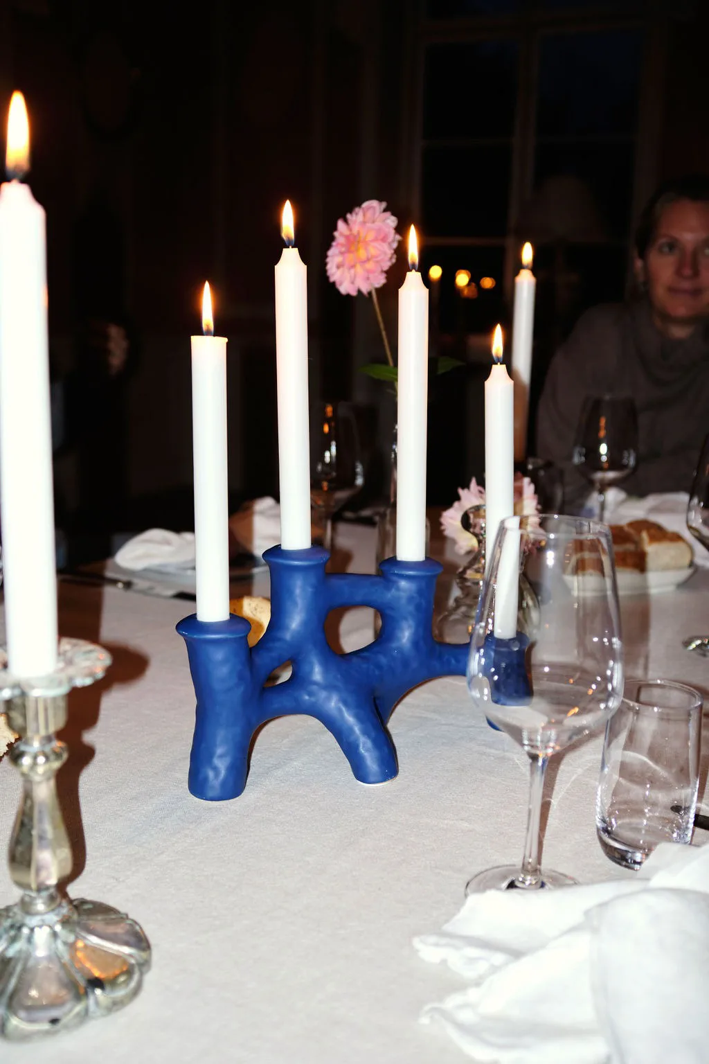 Luca kynttilänjalka 12 x 30 cm, Sininen Byon