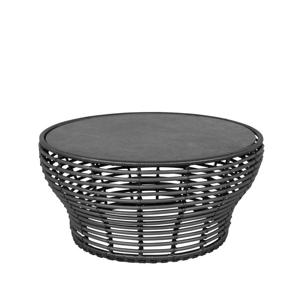 Cane-line Basket sohvapöytä Fossil musta, suuri, harmaa punottu alusta