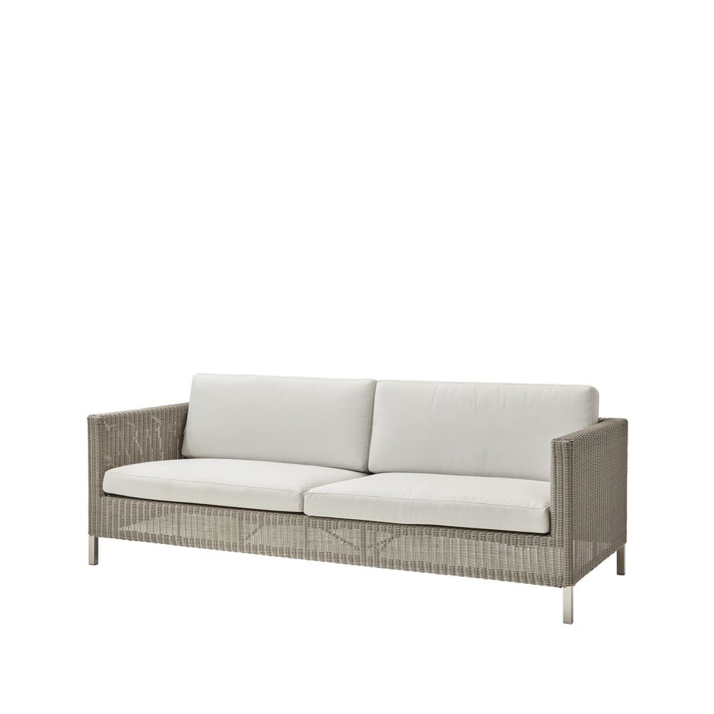 Cane-line Connect sohva 3-istuttava Taupe, Cane-Line Natté white pehmustesetti