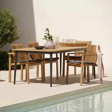 Core ruokapöytä tiikki 160x90x74 cm - Taupe jalusta - Cane-line