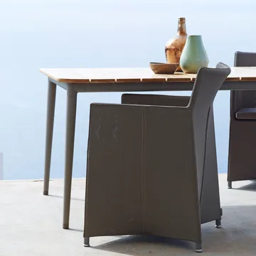 Core ruokapöytä tiikki 210x90x74 cm - Taupe jalusta - Cane-line