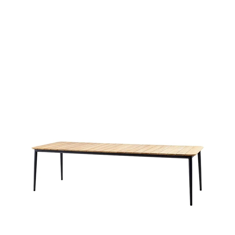 Core ruokapöytä tiikki 274x90x74 cm, Lava grey jalusta Cane-line