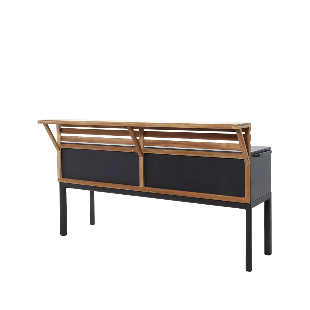 Cane-line Drop ulkokeittiö Lava grey, sis. Pesuallas ja hana & tiikkiseinä