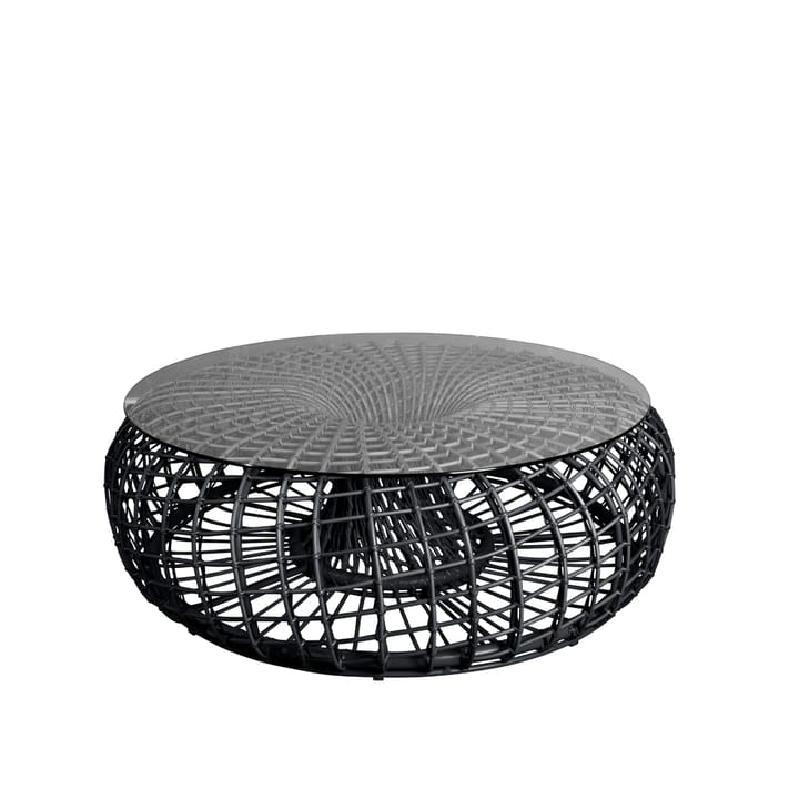 Nest pöytä/jalkarahi - Lava grey, suuri, sis. lasilevy - Cane-line