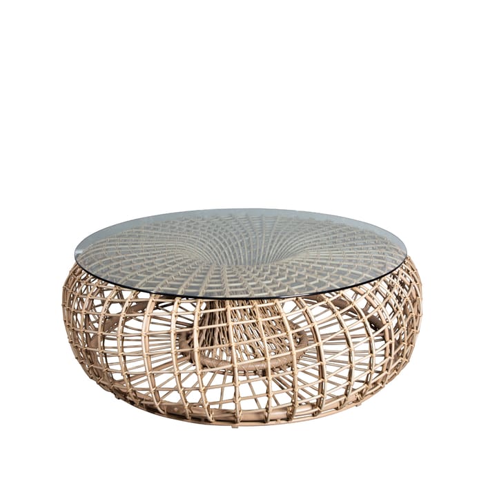 Nest pöytä/jalkarahi - Luonnollinen, iso, sis. lasilevy - Cane-line