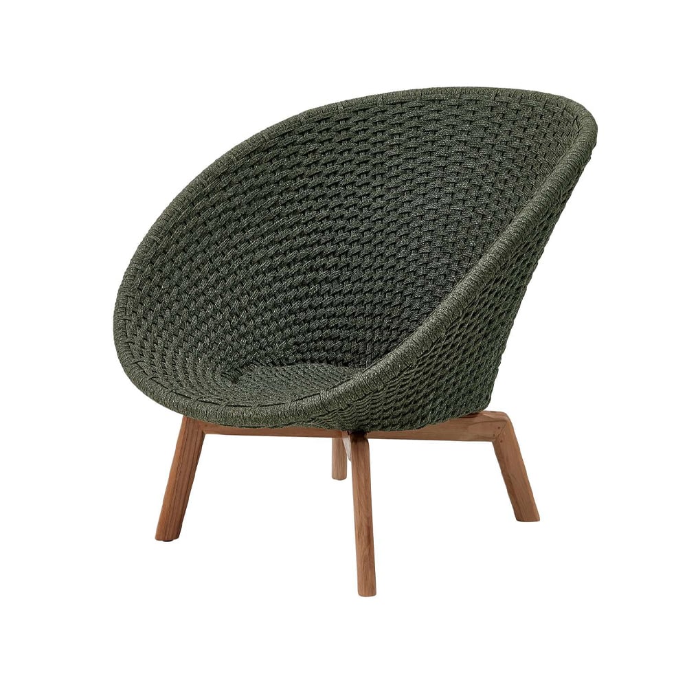 Cane-line Peacock Weave lounge-tuoli Dark green, tiikinjalat