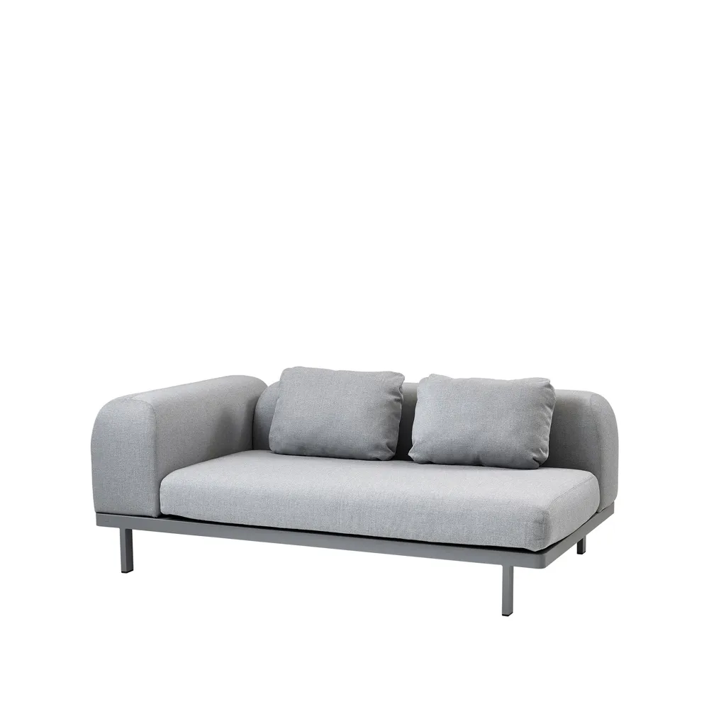 Space moduulisohva 2-istuttava light grey, Vasen-harmaa alumiiniteline Cane-line