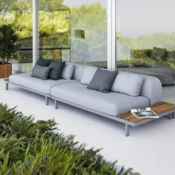 Space moduulisohva 2-istuttava light grey - Vasen-harmaa alumiiniteline - Cane-line