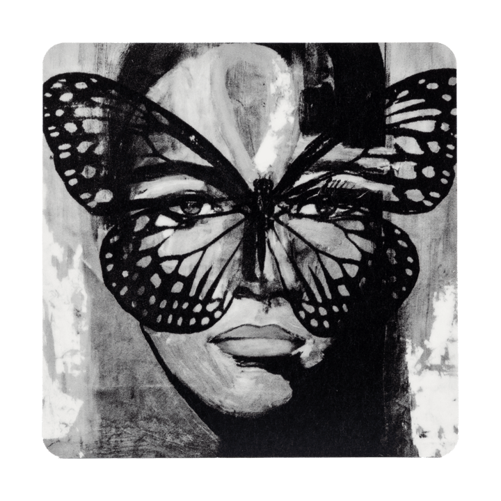Golden Butterfly lasinalunen 9x9 cm. - Black-white - Carolina Gynning