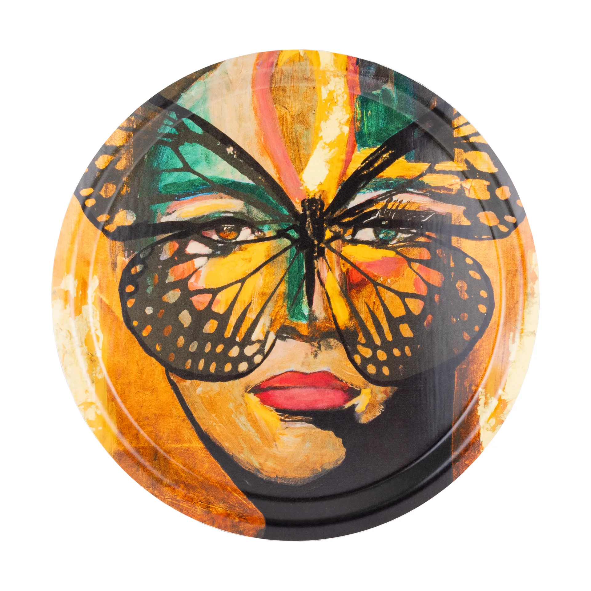 Golden Butterfly tarjotin Ø31 cm, Orange-black Carolina Gynning