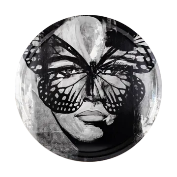 Golden Butterfly-tarjotin Ø46 cm. - Black-white - Carolina Gynning