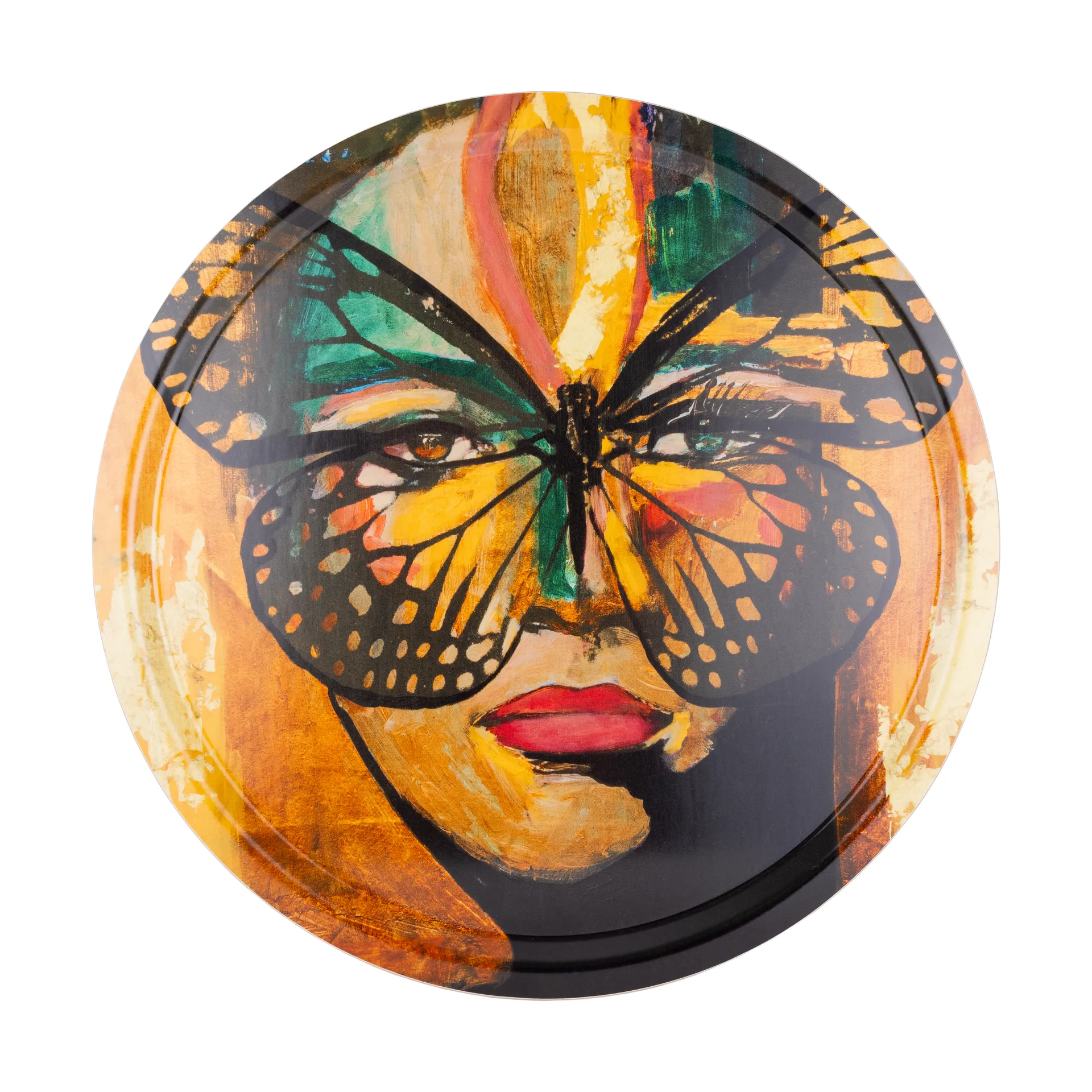 Golden Butterfly-tarjotin Ø46 cm., Orange-black Carolina Gynning