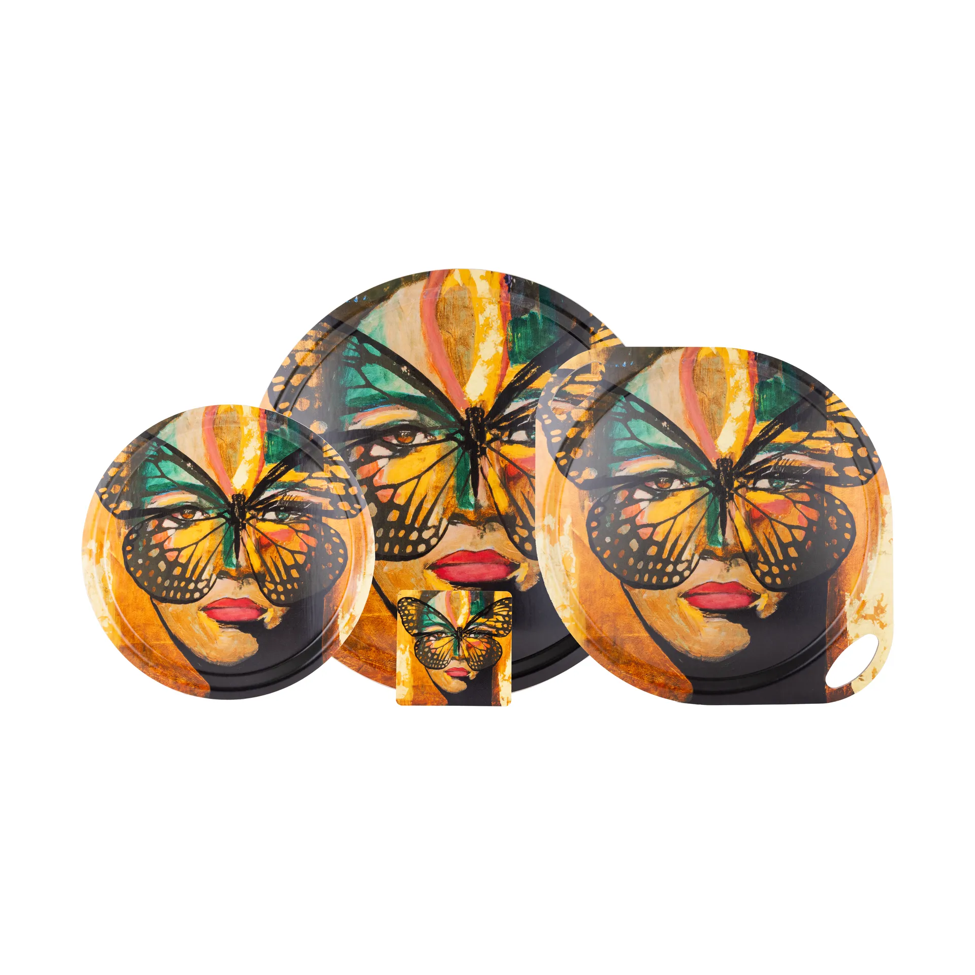 Golden Butterfly-tarjotin Ø46 cm., Orange-black Carolina Gynning