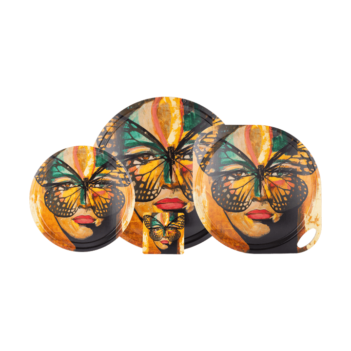 Golden Butterfly-tarjotin Ø46 cm., Orange-black Carolina Gynning