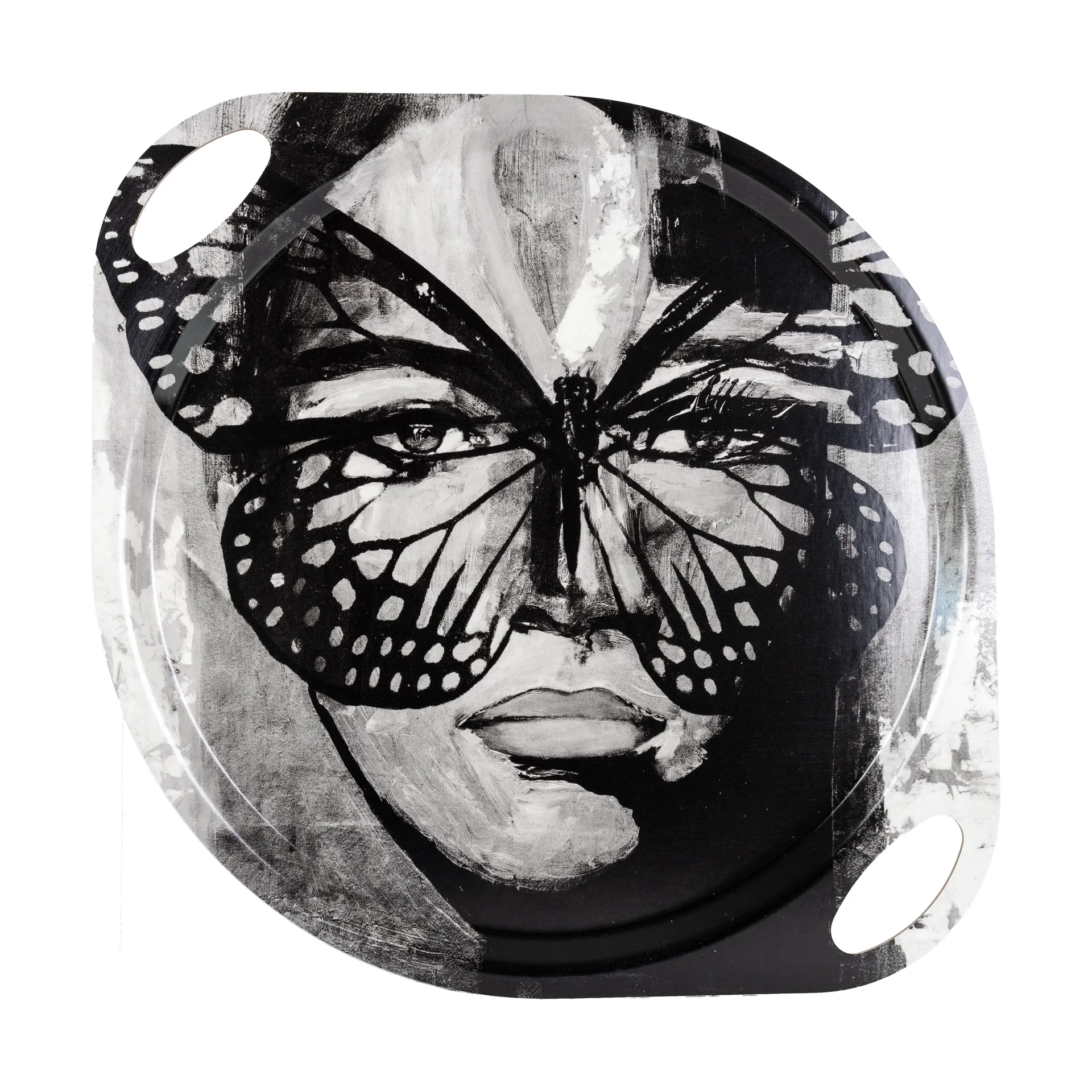Golden Butterfly tarjotin kahvoilla 38x47 cm, Black-white Carolina Gynning