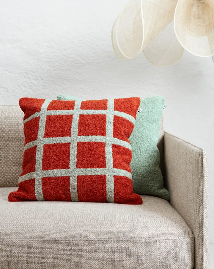 Check tyynynpäällinen 50x50 cm, Apricot orange-aqua Chhatwal & Jonsson