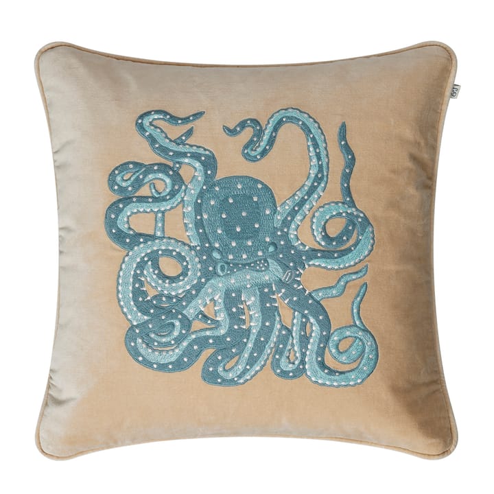 Embroidered Octopus tyynynpäällinen 50x50 cm - Beige-aqua - Chhatwal & Jonsson