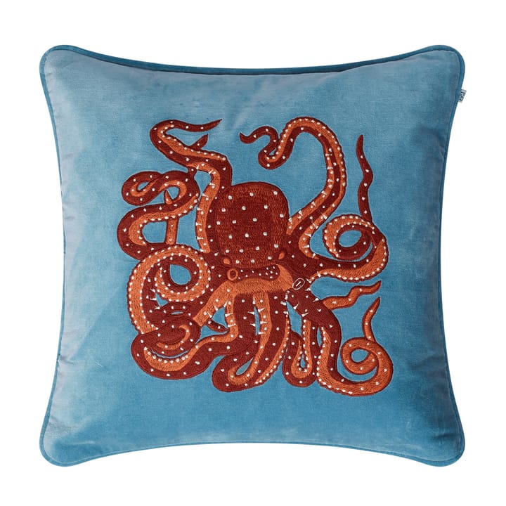 Embroidered Octopus tyynynpäällinen 50x50 cm - Heaven blue-orange-rose - Chhatwal & Jonsson
