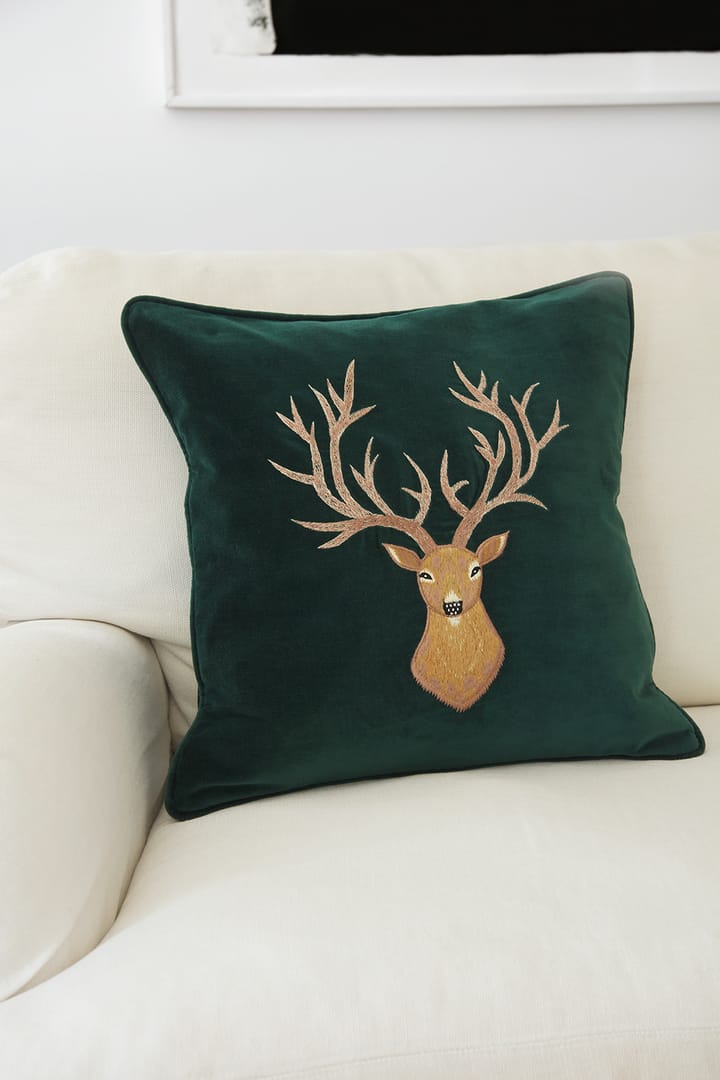 Embroidered Reindeer -tyynynpäällinen 50 x 50 cm, Green Chhatwal & Jonsson