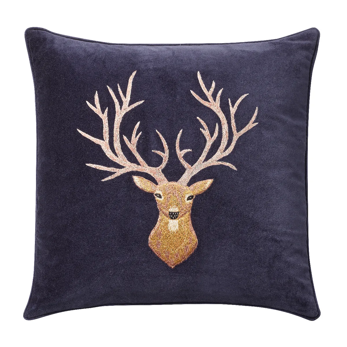 Embroidered Reindeer -tyynynpäällinen 50 x 50 cm, Navy Chhatwal & Jonsson