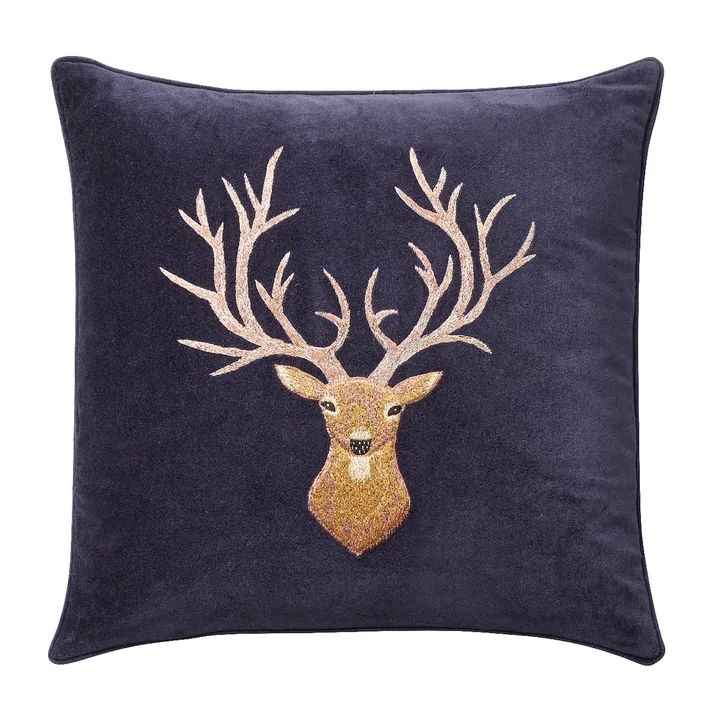 Embroidered Reindeer -tyynynpäällinen 50 x 50 cm - Navy - Chhatwal & Jonsson