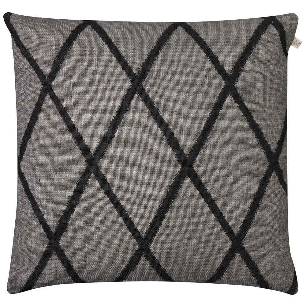 Ikat Orissa -tyynyliina 50x50 cm, Harmaa-musta Chhatwal & Jonsson