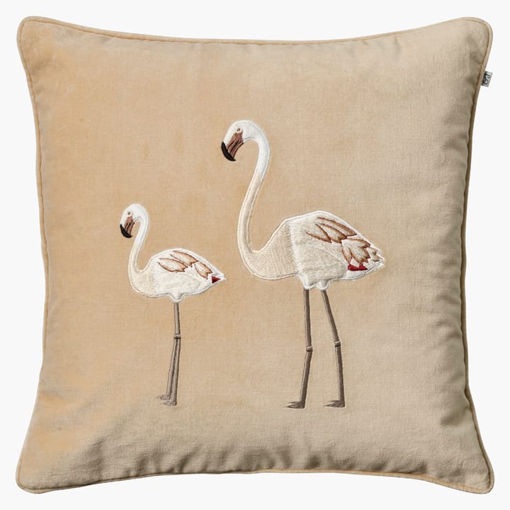 Kirjailtu flamingo-tyynyliina 50x50 cm - Beige - Chhatwal & Jonsson