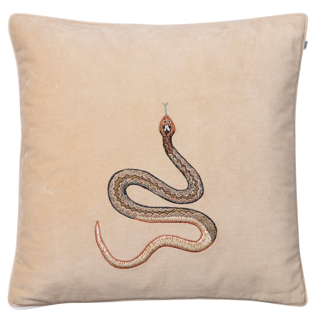 Chhatwal & Jonsson Kirjailtu kobra-tyynyliina 50x50 cm Beige