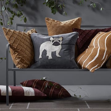 Kirjailtu ranskanbulldoggi-tyynyliina 50x50 cm - Harmaa - Chhatwal & Jonsson