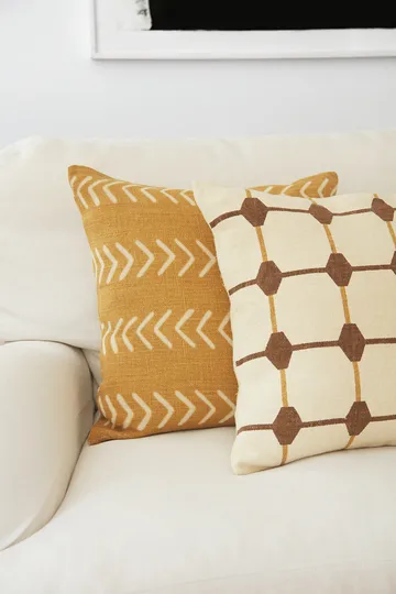 Rakhi tyynynpäällinen 50 x 50 cm - Taupe-spicy yellow - Chhatwal & Jonsson