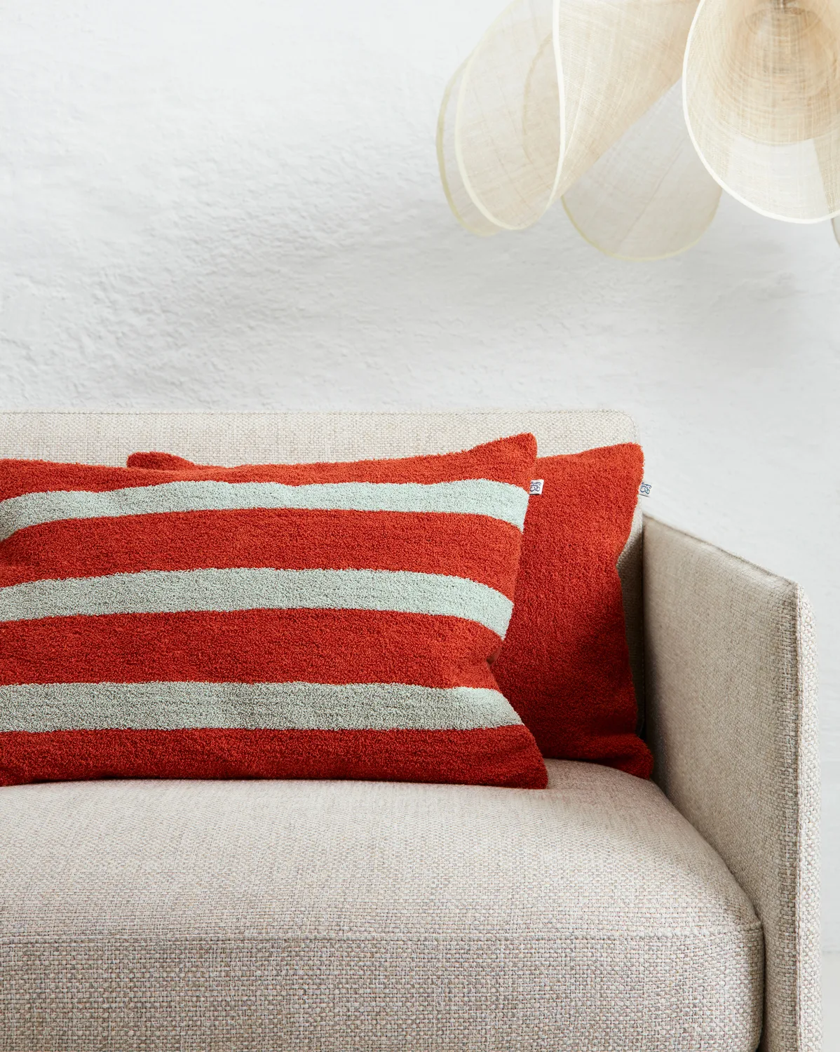 Stripe linen boucle tyynynpäällinen 40x60 cm, Apricot orange-aqua Chhatwal & Jonsson