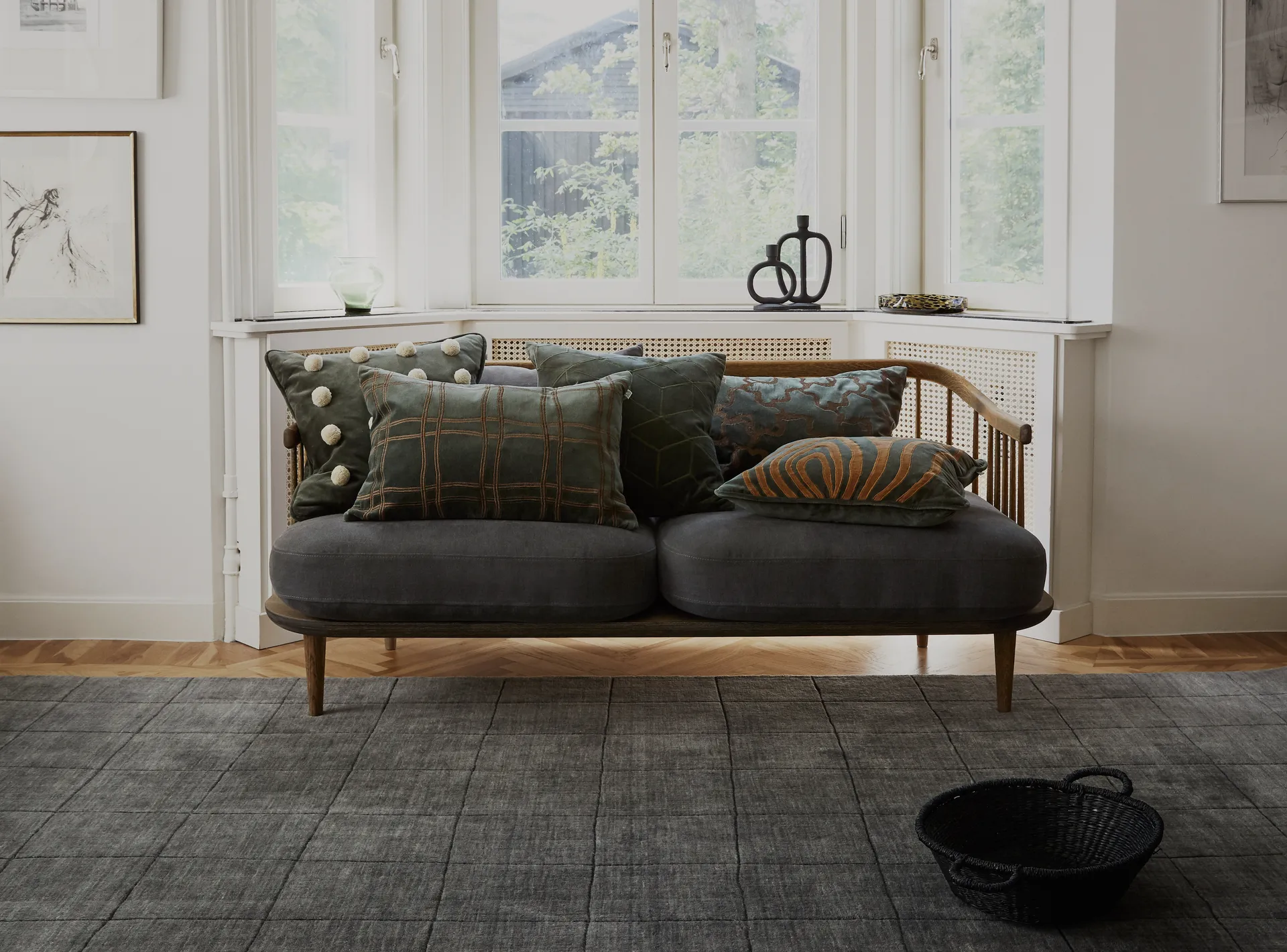 Tattersall tyynyliina 40x60 cm, Forest green-cognac Chhatwal & Jonsson