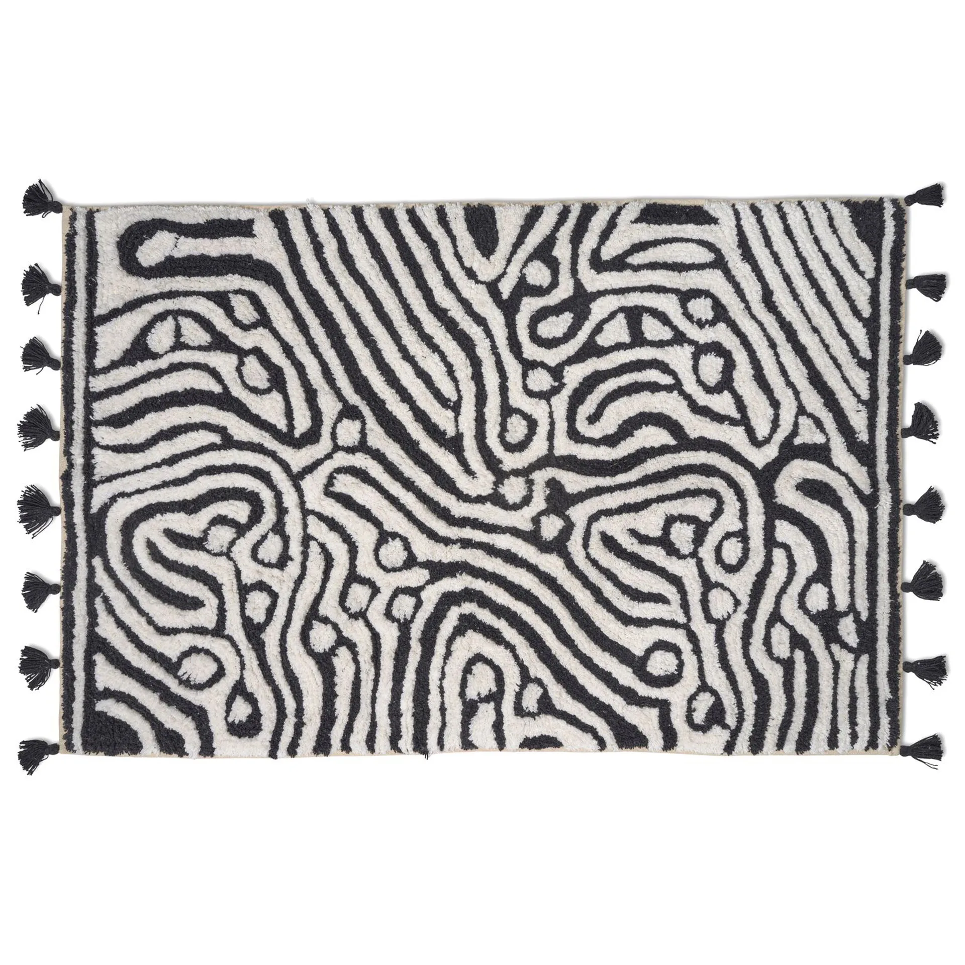 Maze kylpyhuoneenmatto 60x90 cm, Musta-valkoinen Classic Collection