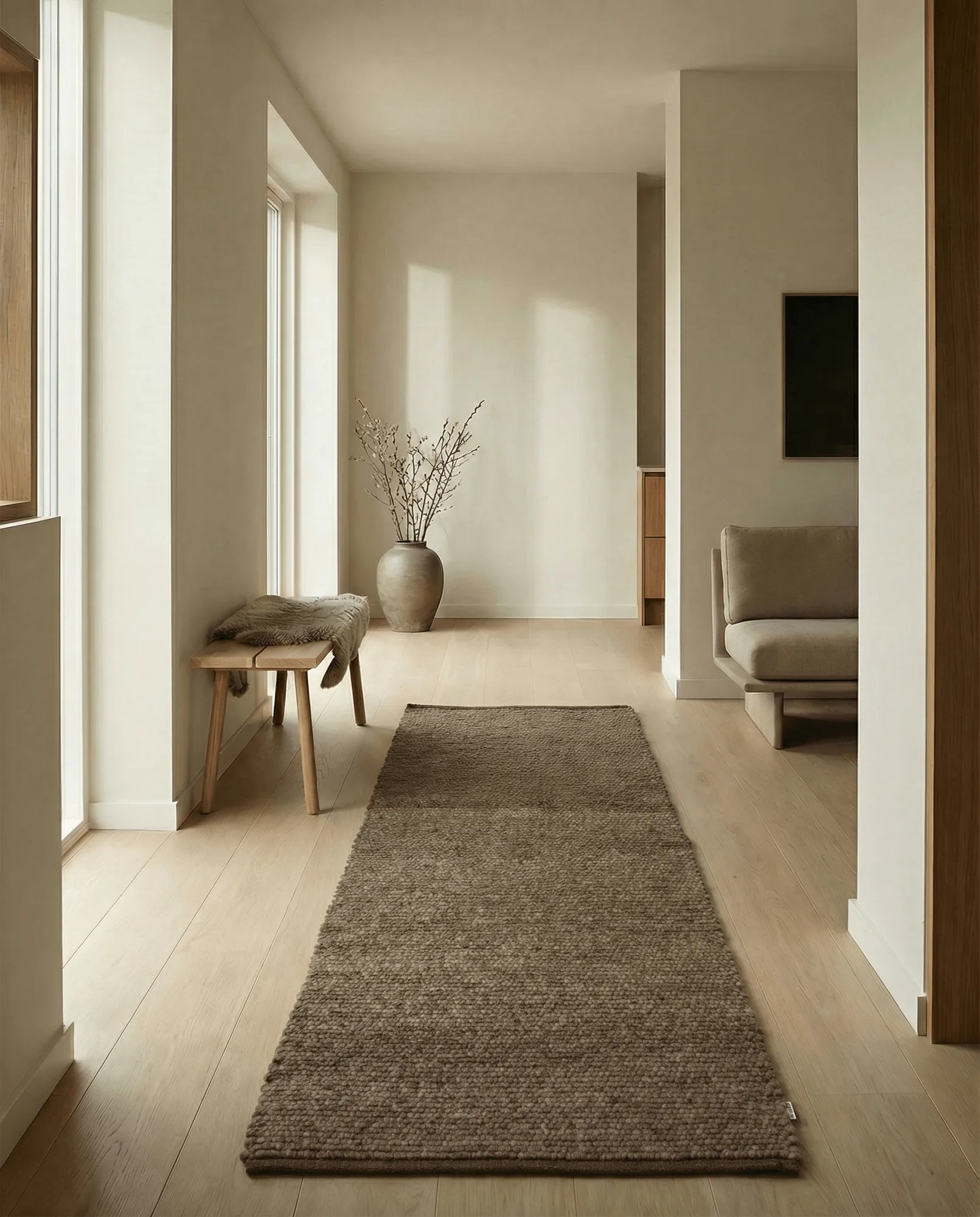 Merino käytävämatto, Ruskea, 80x150 cm Classic Collection