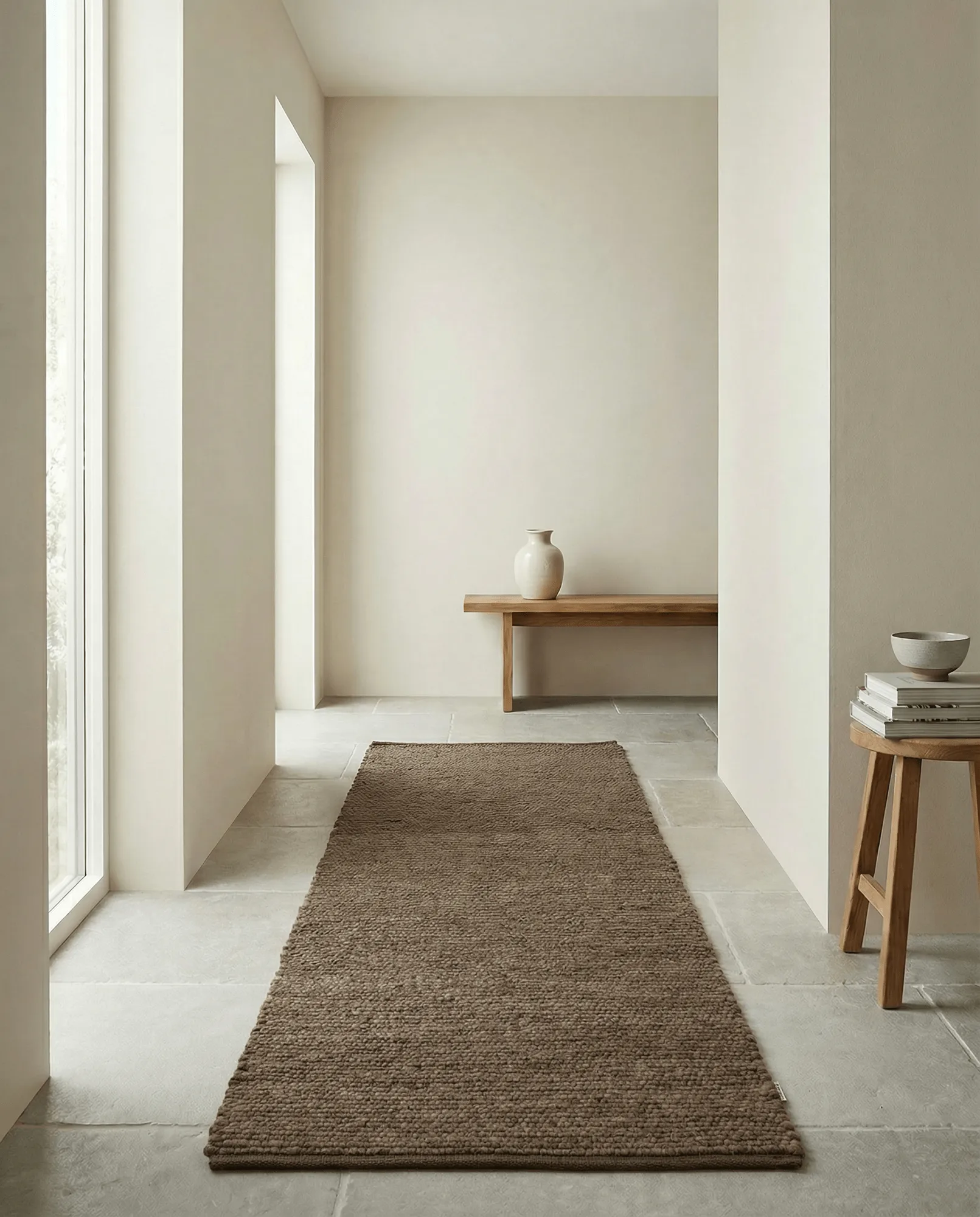 Merino käytävämatto, Ruskea, 80x300 cm Classic Collection