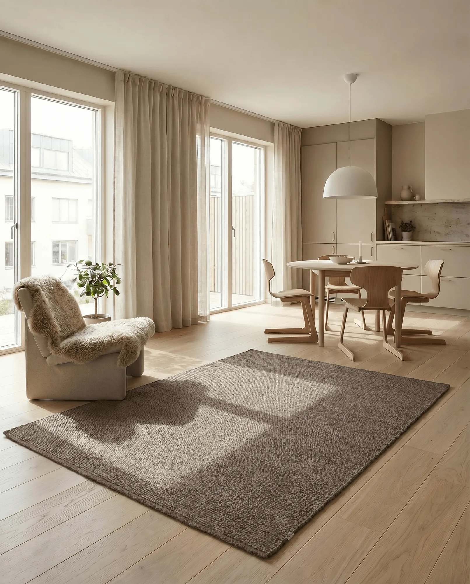 Merino villamatto, Ruskea, 300x400 cm Classic Collection